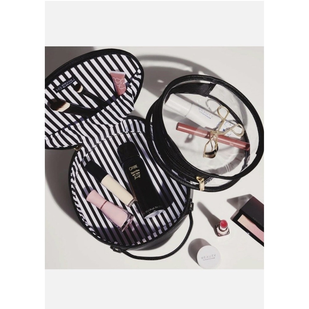 Hudson + Bleecker Preto Nomad Round Travel Makeup Case with Clear Inner Bag NWT